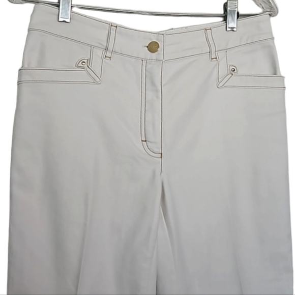 Escada white cotton blend jeans/gold details, size ?10 - Picture 4 of 16